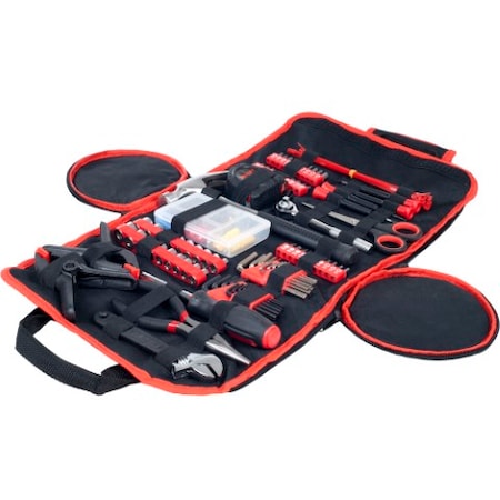 Fleming Supply 86 Piece Hand Tool Kit with a Roll Up Carry Case for Household and Auto Repairs 448623GWK